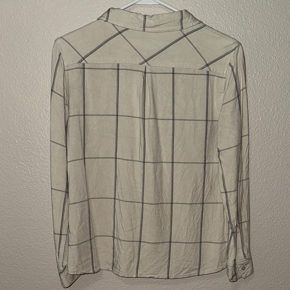 Carve Designs Tan & Gray Plaid Button Down Shirt Flannel sz Small - Picture 4 of 4